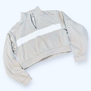 NASH Size Small “NASHVILLE” Gray/White Cropped 1/4 Zip Pullover Sweatshirt